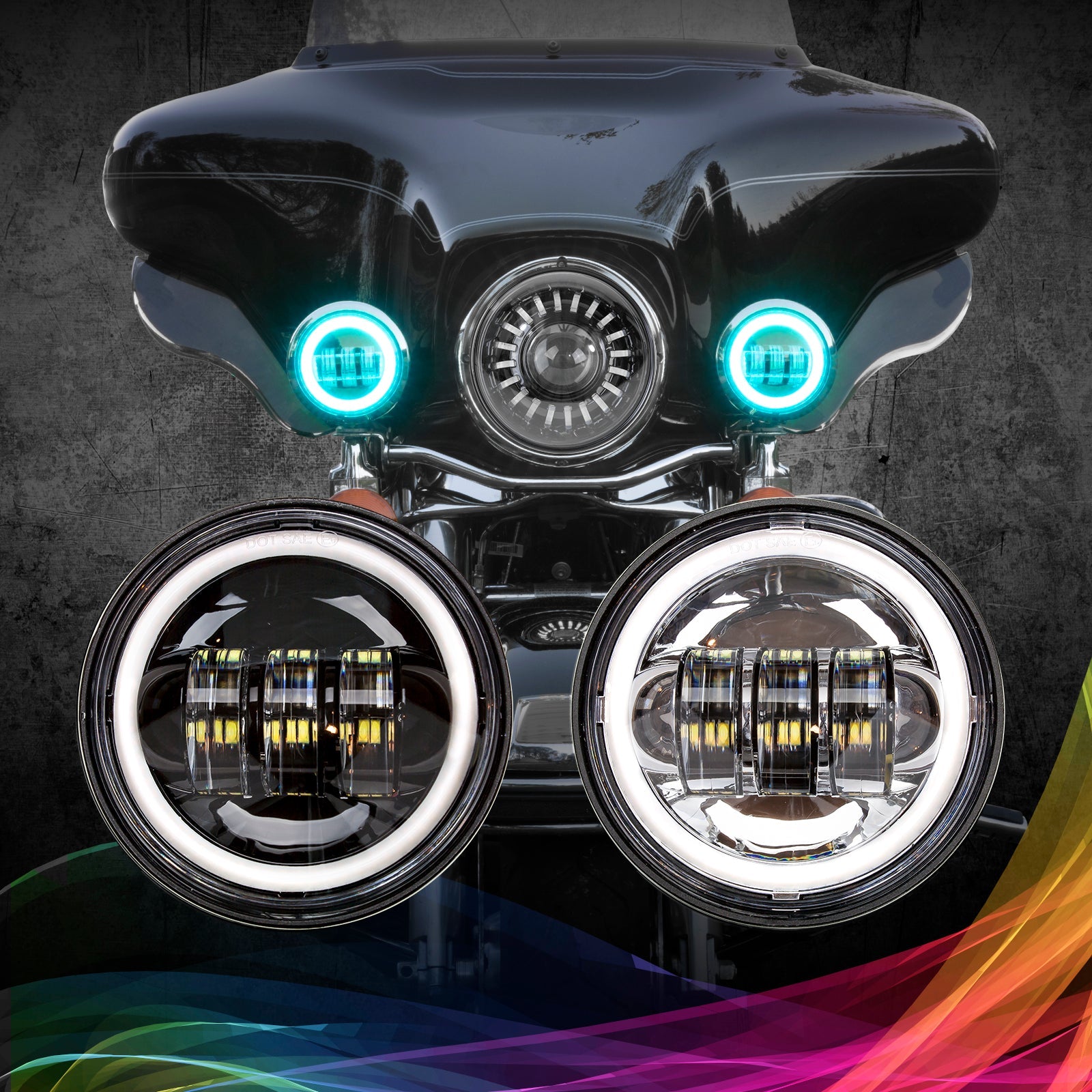 4.5" Driving Lights for Motorcycle | XKchrome Add On Kit - No Controller