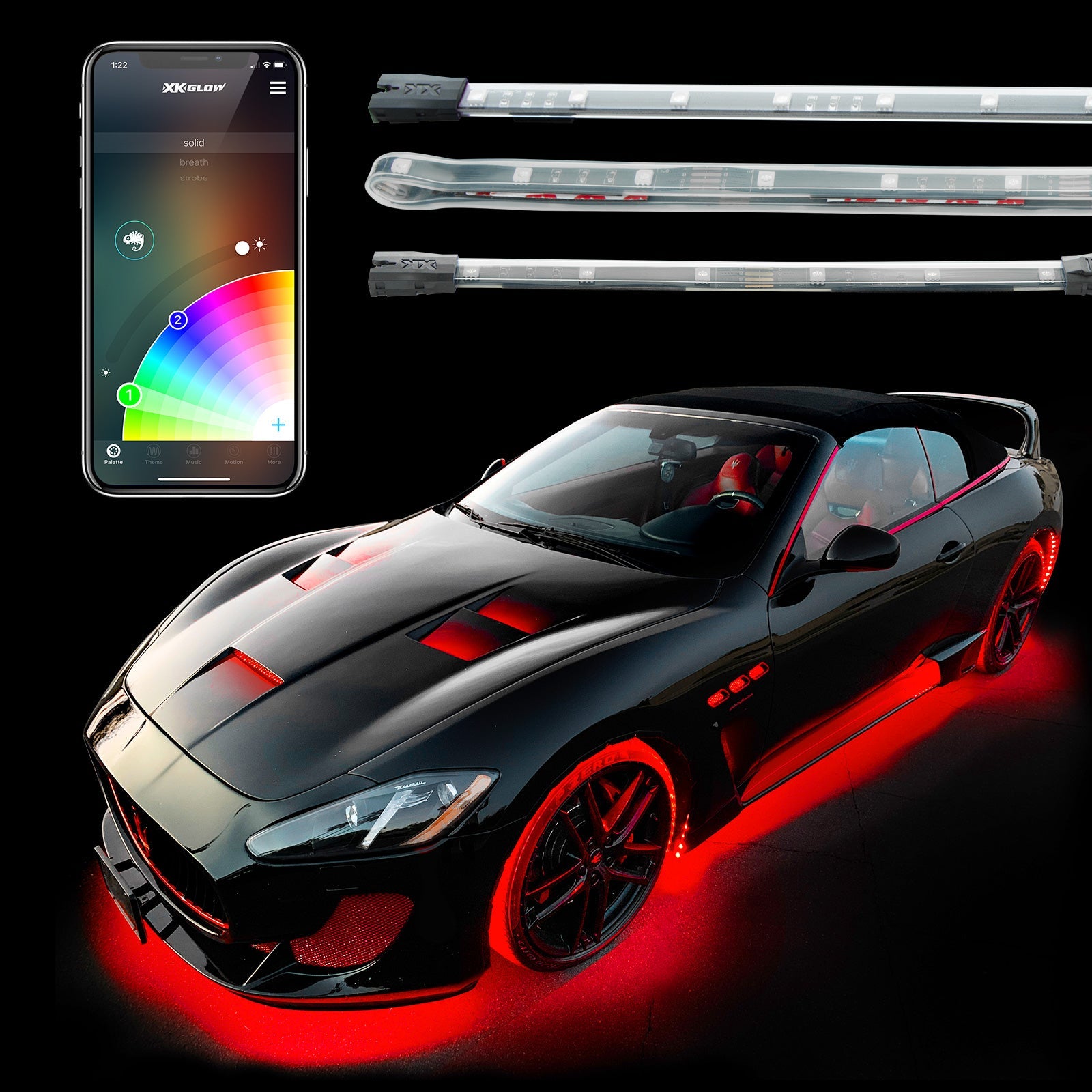 Underglow + Interior LED Accent Light Kits for Cars | XKchrome Smartphone App