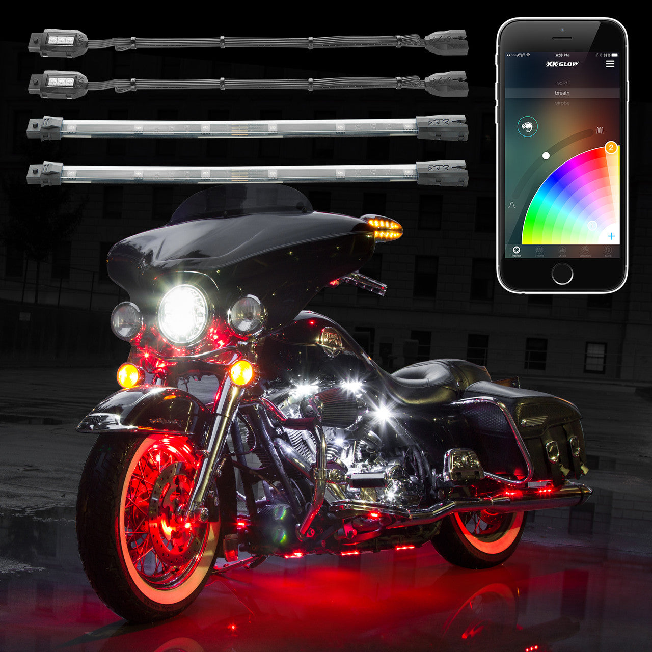 LED Motorcycle Underglow Accent Light Kits | XKchrome Smartphone App