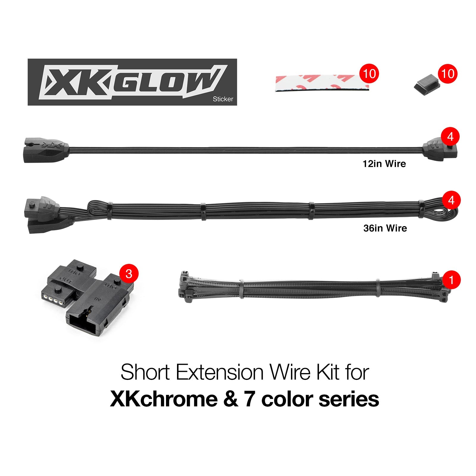 Extension Wire Kit for XKchrome & 7 Color Series for Motorcyle