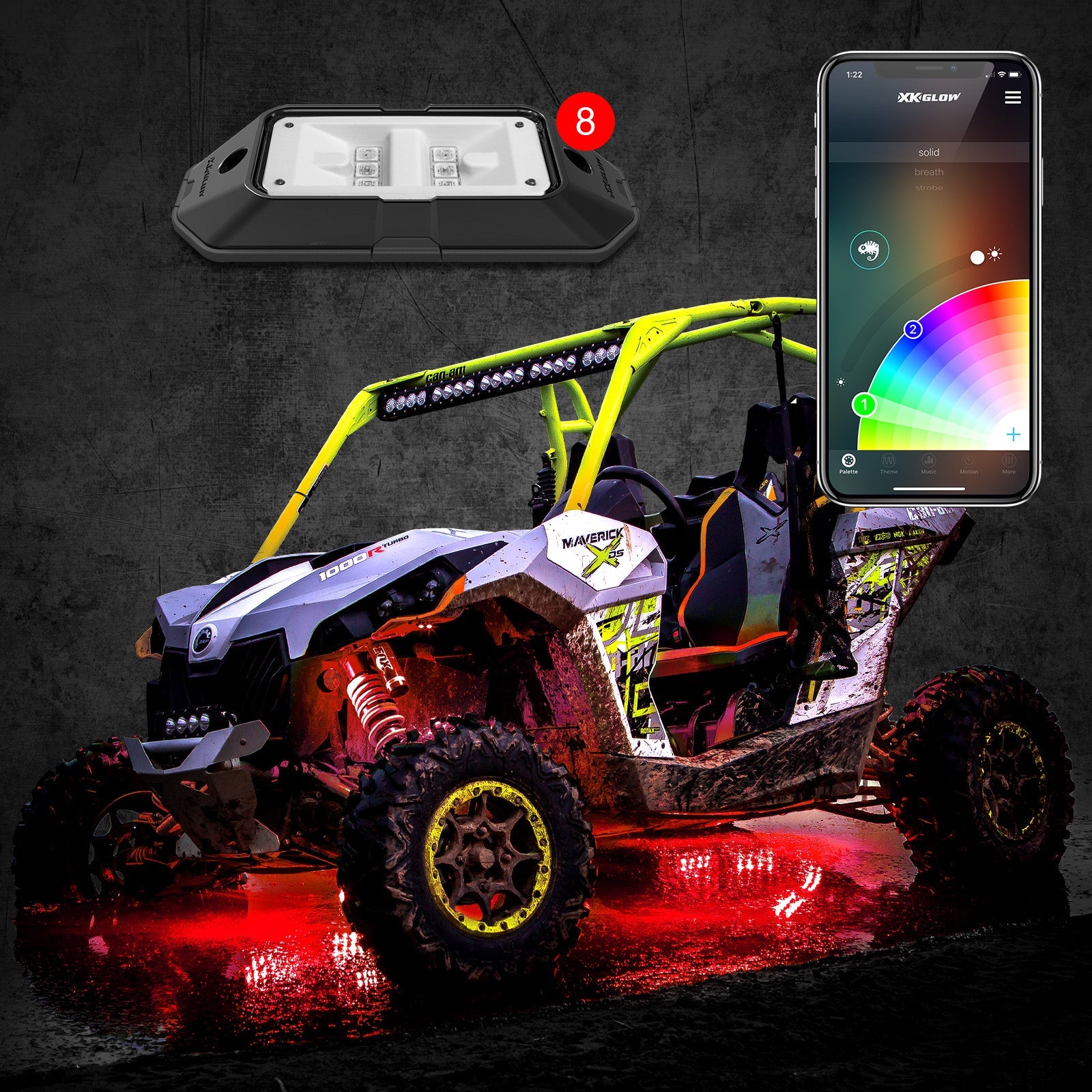 RGB LED Rock Light Kits | XKchrome Smartphone App Controlled