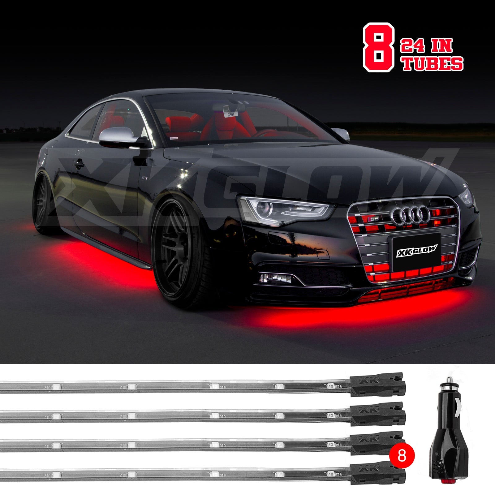 8x24" Tube  Single Color XKGLOW Underglow LED Accent Light Car/Truck Kit