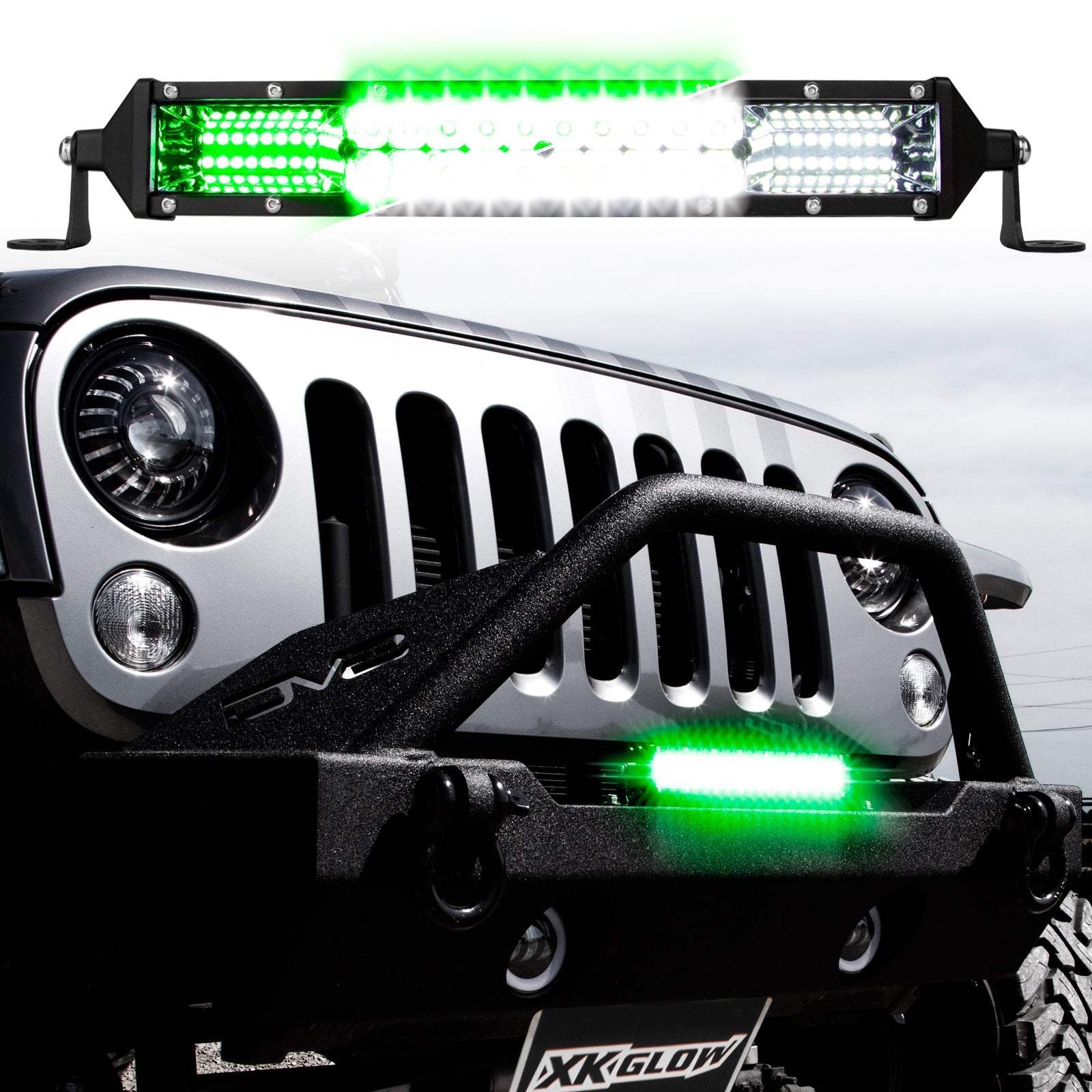 2-in-1 LED Light Bar | White & Green