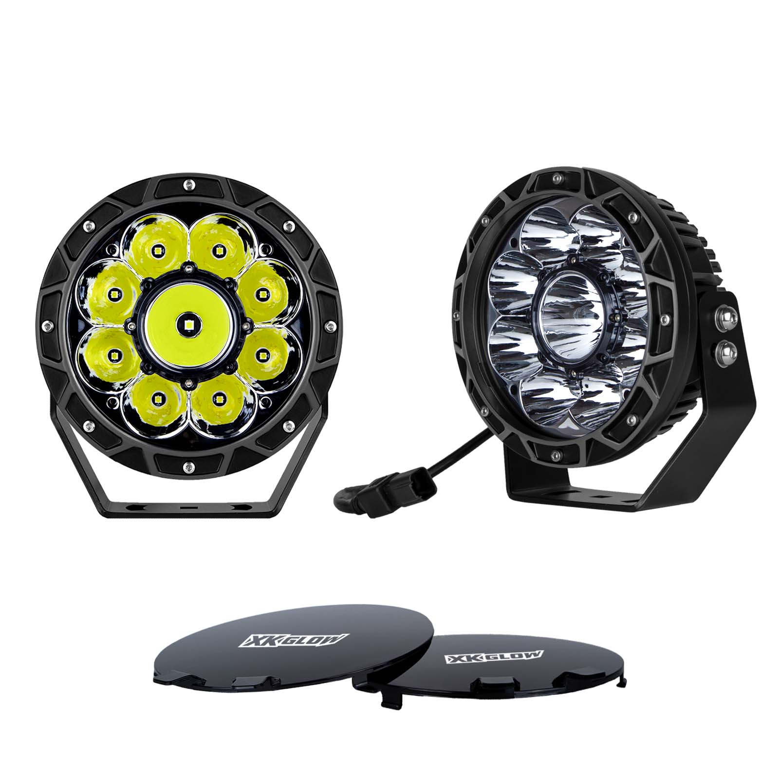 2pc 7in 44W Combo Beam Offroad Round Work Light Kit