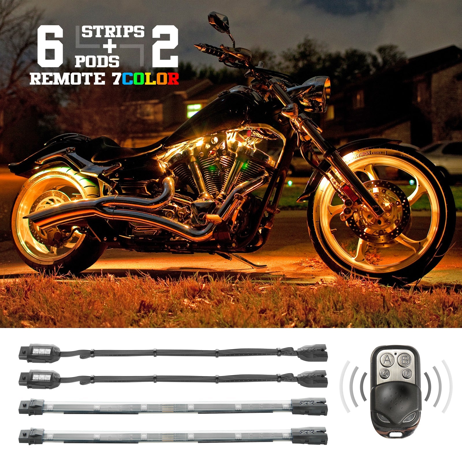 Motorcycle LED Accent Light Kit | Multi-Color with Remote Key Fob