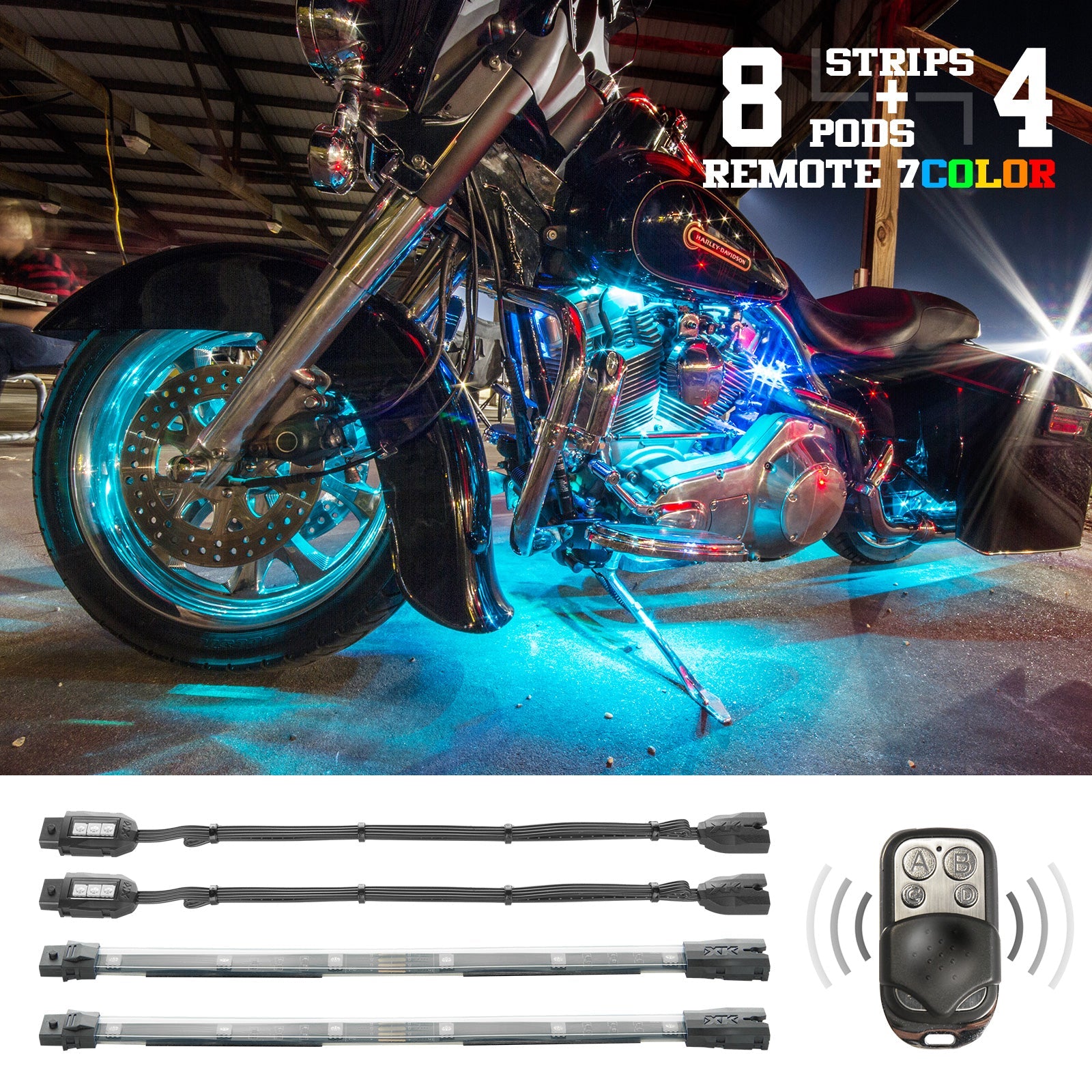 Motorcycle LED Accent Light Kit | Multi-Color with Remote Key Fob