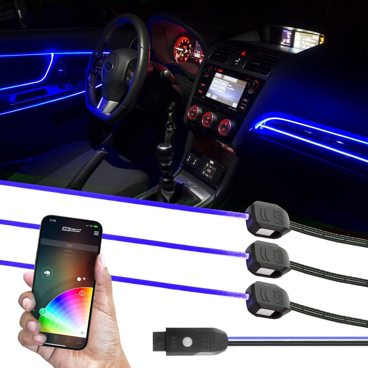 LED Fiber Optic Kits for Cars | XKchrome Smartphone App